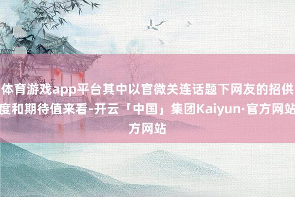 体育游戏app平台其中以官微关连话题下网友的招供度和期待值来看-开云「中国」集团Kaiyun·官方网站