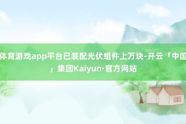 体育游戏app平台已装配光伏组件上万块-开云「中国」集团Kaiyun·官方网站