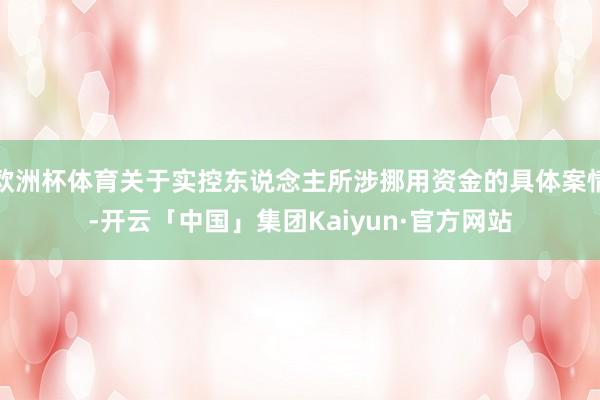 欧洲杯体育关于实控东说念主所涉挪用资金的具体案情-开云「中国」集团Kaiyun·官方网站