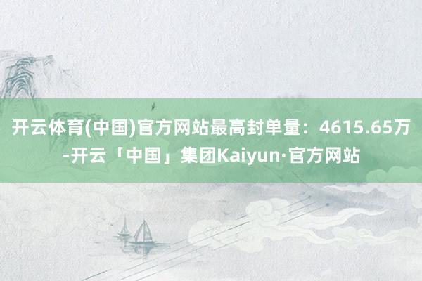 开云体育(中国)官方网站最高封单量：4615.65万-开云「中国」集团Kaiyun·官方网站