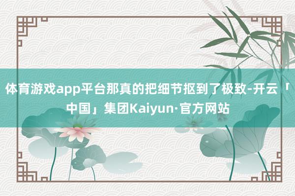体育游戏app平台那真的把细节抠到了极致-开云「中国」集团Kaiyun·官方网站