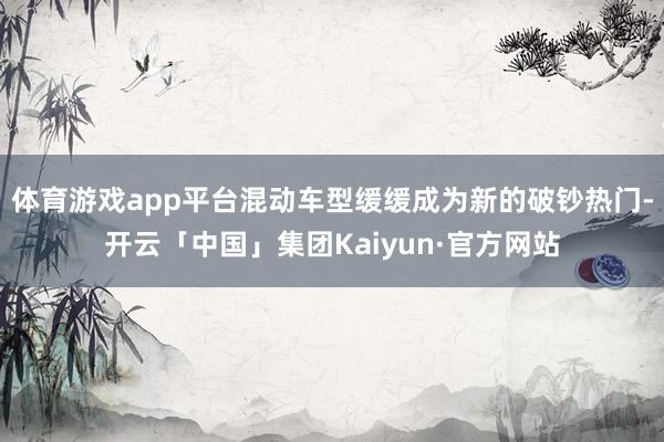 体育游戏app平台混动车型缓缓成为新的破钞热门-开云「中国」集团Kaiyun·官方网站