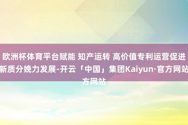 欧洲杯体育平台赋能 知产运转 高价值专利运营促进新质分娩力发展-开云「中国」集团Kaiyun·官方网站