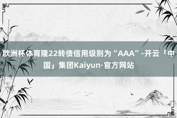 欧洲杯体育隆22转债信用级别为“AAA”-开云「中国」集团Kaiyun·官方网站