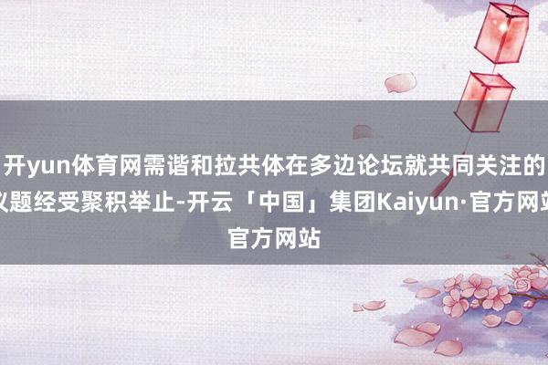 开yun体育网需谐和拉共体在多边论坛就共同关注的议题经受聚积举止-开云「中国」集团Kaiyun·官方网站