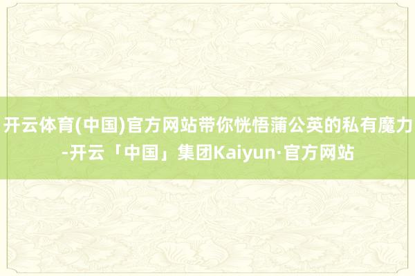 开云体育(中国)官方网站带你恍悟蒲公英的私有魔力-开云「中国」集团Kaiyun·官方网站