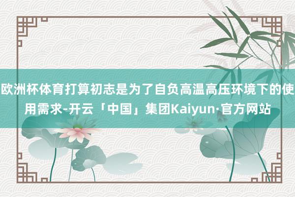 欧洲杯体育打算初志是为了自负高温高压环境下的使用需求-开云「中国」集团Kaiyun·官方网站